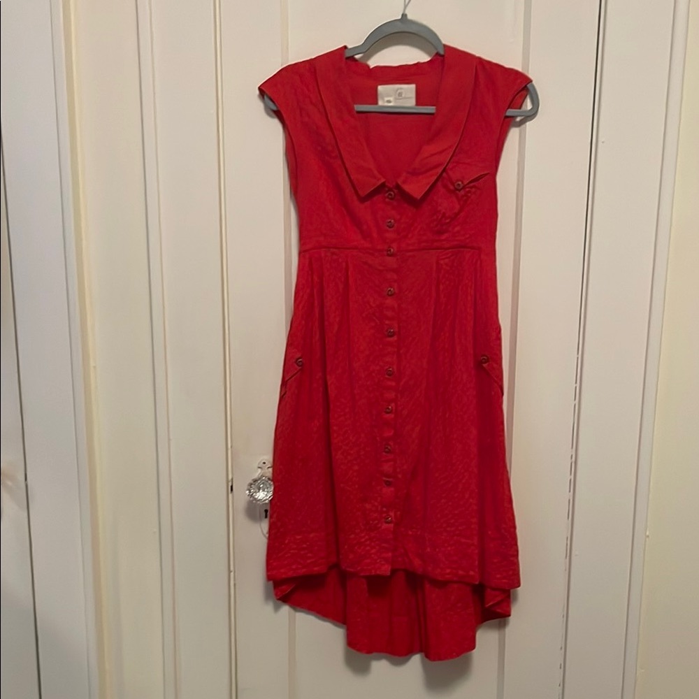 Anthropologie - 9-H15 STCL Red Hi-Lo sleeveless shirt dress size 00